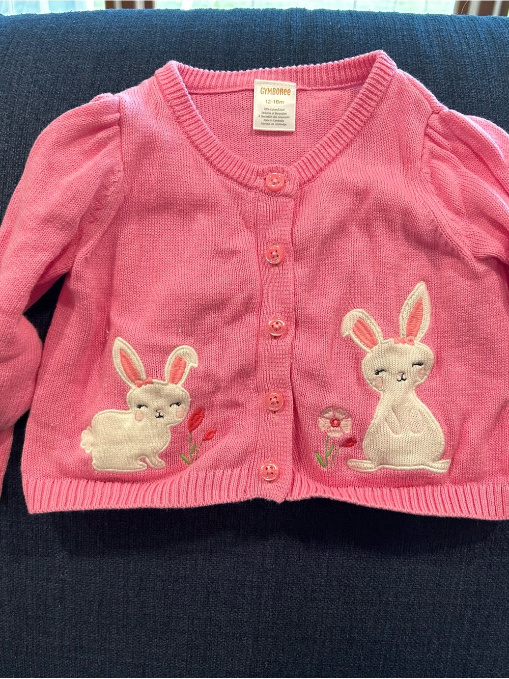 Gymboree Pink Bunny Applique Cardigan Sweater